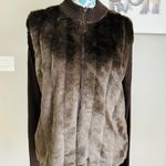 Kathie Lee Collection Vintage Brown Faux Fur/Knit Cardigan. Size XL Photo 0
