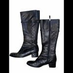 L.K. BENNETT Black Leather Skinny‎ Buckle Knee high Tall Quilted Riding Boots 38 Size 8 Photo 1