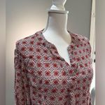 Anne Carson Brick  Patterned Blouse Size L EUC Photo 2