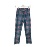 Pam & Gela Tartan Plaid Slim Crop Pant Red Multi Size 25 Photo 2