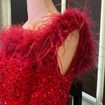 Women’s Pink Short Feather & Sequin One Shoulder Prom Party Dress Size 14 *READ Pink Photo 3