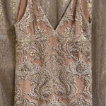 Free People Night Shimmers Gold Nude Sparkly Mini Dress Size 12 Photo 0