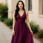 Morilee by Madeline Gardner Burgundy Lace Gown Size 12 Long Formal Dress Red Photo 1