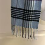 Source Unknown 100% Cashmere Unisex Blue Plaid Tassel Winter Scarf 72” by 12.5” Photo 2
