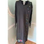 Quacker Factory  Size Medium  Long Black Christmas Dress Embroidery 100% Cotton Photo 1