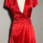 Tiger Mist Dolls Kill x Seeing You Red Satin Wrap Dress XS Photo 0