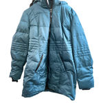 Arctic Expedition Puffer Coat Teal Blue Hooded Faux Fur Trim Size L/G Photo 0