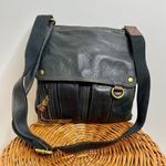 Fossil  Morgan Traveler Black Soft Pebble Leather Organizer Crossbody‎ Bag Brown Photo 9