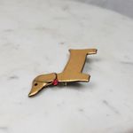 Vintage Dachshund Pin 3" Gold Tone Handmade Wiener Dog Brooch‎ Lapel Stick Photo 13
