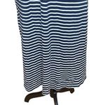 Toad & Co Muse Dress Size L Organic Cotton Midi Navy Blue Striped Pocket Photo 4