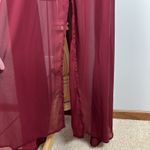 ANRABESS Maxi Dress XL Maroon Sheer Lined Slit‎ Dolman 3/4 Sleeve Elastic Waist Red Photo 5