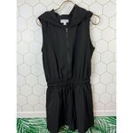 Evereve  Black Sleeveless Cotton Hooded Romper with Front Zipper - Size - Small Photo 4