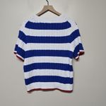 Ralph Lauren  Polo Cable Knit Short Sleeve Sweater Jumper Blue & White Stripe XXL Photo 4