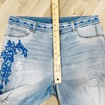 Chico's  The Platinum Crop Embroidered Girlfriend Jeans Light Blue Medium 8 Photo 9