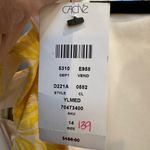 Cache Vintage Yellow White Floral Embossed Ruched Split Straps Sexy Size 14 NWT Photo 8