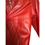 Saks 5th Avenue VTG Saks x Siena Red Leather Bomber Jacket Women's Sz. S Photo 10