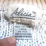 Vintage Alicia Womens Cable Knit Sweater Pullover V Neck Long Sleeve White Large Photo 5