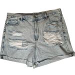 American Eagle NEW Womens Mom Jean Shorts Light Wash Distressed High Waist 16 Photo 0