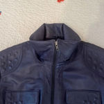 Navy Blue Leather Jacket Large Lulu Bravo Photo 3
