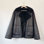 ZARA Shearling Double Faced Oversized Jacket Brown Photo 5