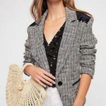 Free People  Black and White Houndstooth Rodeo Blazer Size Small Jacket Photo 0
