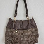 Black Rivet Womens Shoulder Bag Brown Leather Tweed Purse Buckle Strap Handbag Photo 5