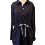 1901 Nordstrom Cinched Waist Long Sleeve Navy Blue Dress Size XL Photo 0
