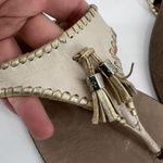 Jack Rogers Alana Sandal in Bone and Gold 8.5 leather goldtone tassels flip flop Photo 3