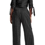 RALPH LAUREN Black Striped Split Sleeve Jewel Neck Jumpsuit Size 4 Photo 1