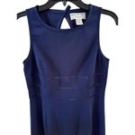 Papell Boutique Vtg  Y2K Navy Sleeveless Dress 10 Petite Keyhole Back Old Money Photo 2