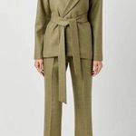 SOFT ANIMAL WRAP FRONT JACKET /PANTS 100% Wool SMALL DARK GREEN OFFICE WOOL SILK Photo 0