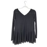 Chelsea and Violet C&V  Peplum Top Size XS Black Knit Ribbed Long Sleeve New Photo 2