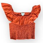Monteau Orange Ruffled Women's Top Photo 0