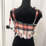 Aerie  Women's Plaid Sleeveless Crop Top With Shoulder‎ Ties & Ruffle Hem Size M Photo 7