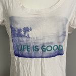 Life is Good  Women's White and Blue Graphic Tee beach vacation tropical Fitted Photo 1