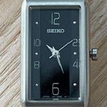 Seiko  Very Rare Ladies Watch Elevated Cut Crystal Black Dial Stainless Bracelet Photo 3