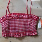 Colsie NWT Women's Red Gingham Woven Bandeau Bralette Size XL Photo 1