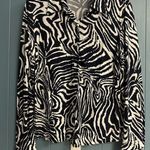 Ellen Tracy Vtg Company x Women’s 12 Black White Zebra Print Button Down Top Photo 0