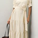 Marissa Webb Tie Waist Linen Dress Size 16 Black Photo 0