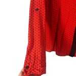 Splendid  Red Black Collared Floral Long Sleeve Button Down Blouse Women Sz L Photo 5
