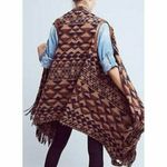 Anthropologie NWT Plenty By Tracy Reese Canton Brown Wool Southwest Fringe Vest Size M/L Photo 1
