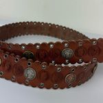 Fossil  Brown Leather French Coin Grommet Belt Sz Large Boho Western Photo 4