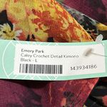 Emory park  women’s size large black Caley crochet floral detail kimono sheer NWT Photo 6