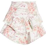 NWT MOTHER Denim The Ruffle Tiered Mini Skirt Floral Aloha Print Size 26 | 2 NEW Pink Photo 0