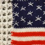 POL  American Flag Open Knit Crochet Sweater Top Hoodie Red White and Blue Large Photo 4