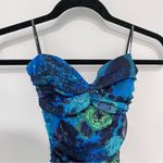 Blue floral ruched strapless minidress S forever21 f21 Photo 2