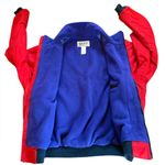 LL Bean Vintage Fleece Lined Warm Up Jacket Bomber Jacket Womens Large Red Blue Photo 3