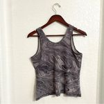 Athleta Womens Transcend Tank Gray Marbled Semi Crop Double V Neck Size Large Photo 1