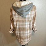 No Comment NO‎ Comment Pink Tan Plaid Button Up Hoodie Size Large. Super cute! Photo 4