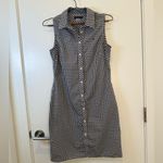 Tommy Hilfiger Sleeveless Navy and White Checkered Button Down Shift Dress Photo 2